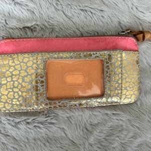 Consuela Metallic Gold and Coral Wallet